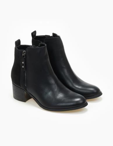 Ankle boots σε συνδυασμό με suede - Μαύρο